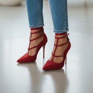 Schutz Women's Elegant Red Strappy Heels - Party - Prom - Formal - Size 10